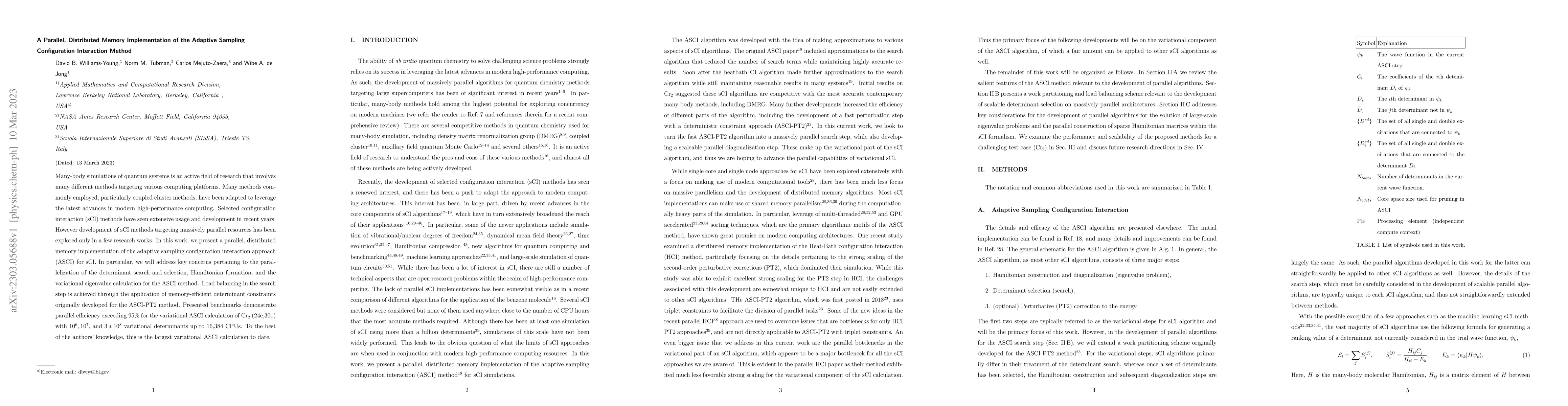 Thumbnail for A Parallel, Distributed Memory Implementation of the Adaptive Sampling
  Configuration Interaction Method