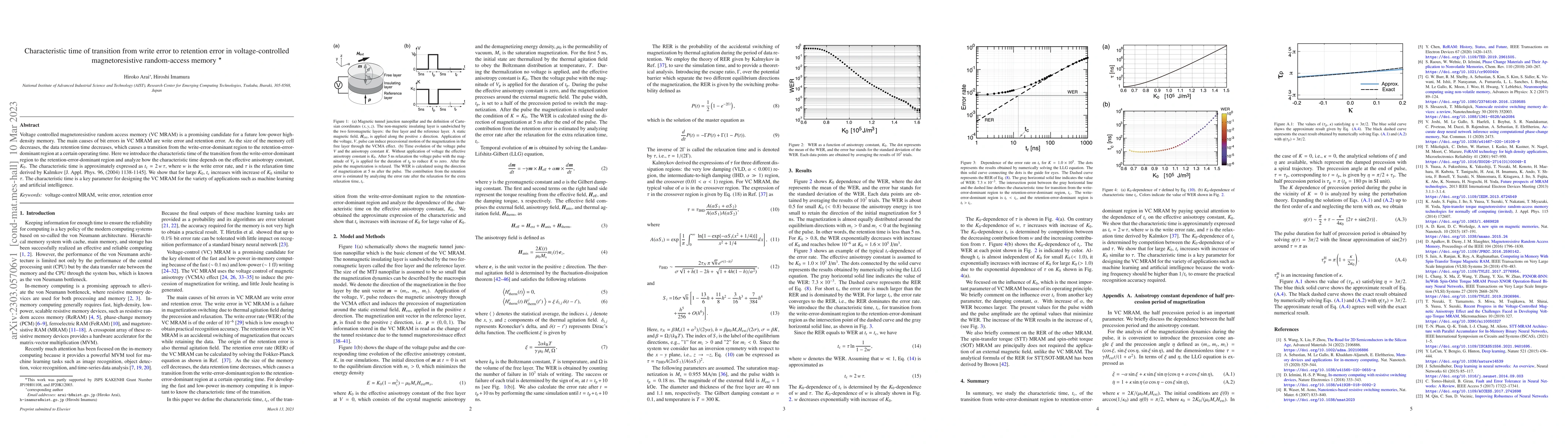 Thumbnail for Characteristic time of transition from write error to retention error in
  voltage-controlled magnetoresistive random-access memory