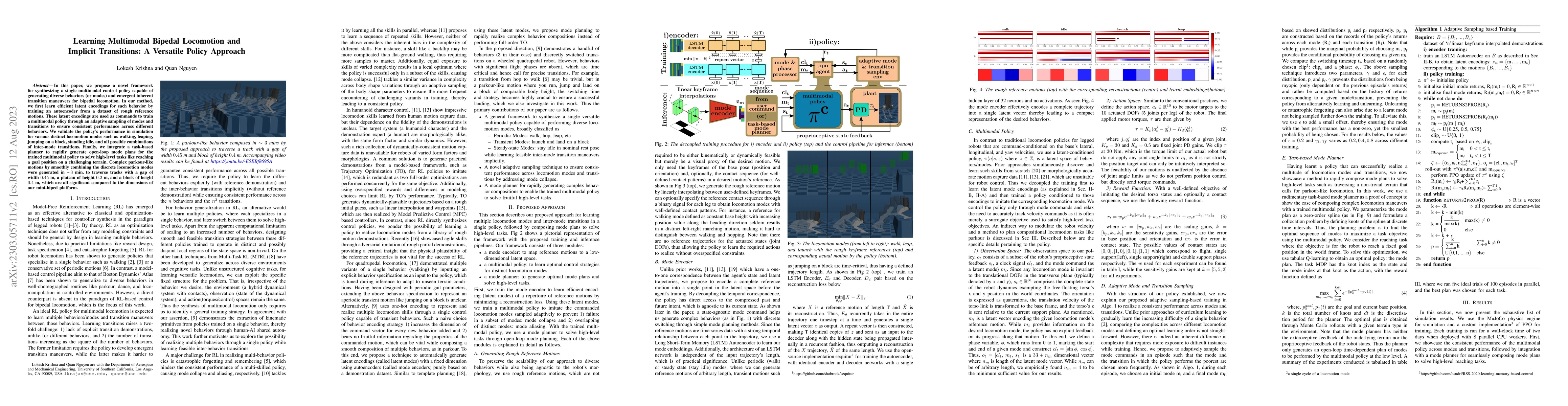 Thumbnail for Learning Multimodal Bipedal Locomotion and Implicit Transitions: A
  Versatile Policy Approach