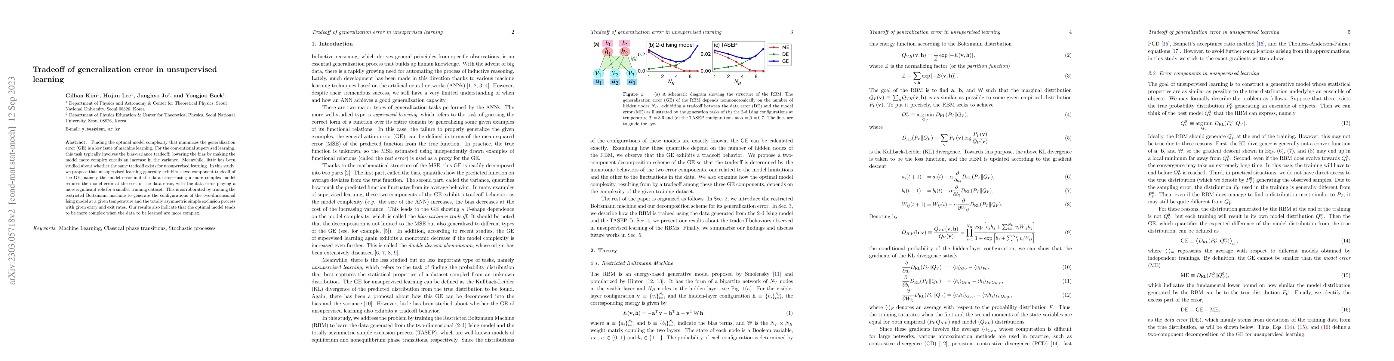 Thumbnail for Tradeoff of generalization error in unsupervised learning