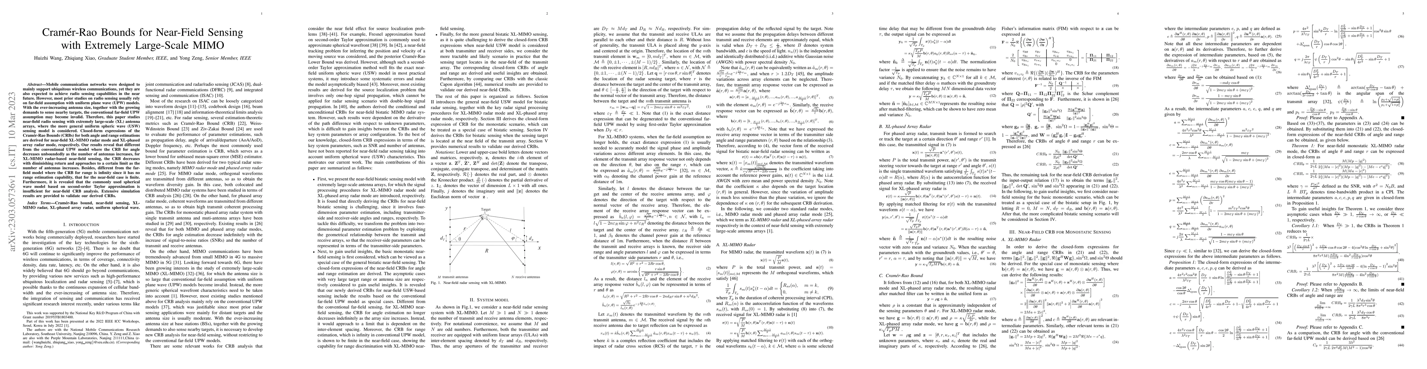 Thumbnail for Cram\'er-Rao Bounds for Near-Field Sensing with Extremely Large-Scale
  MIMO