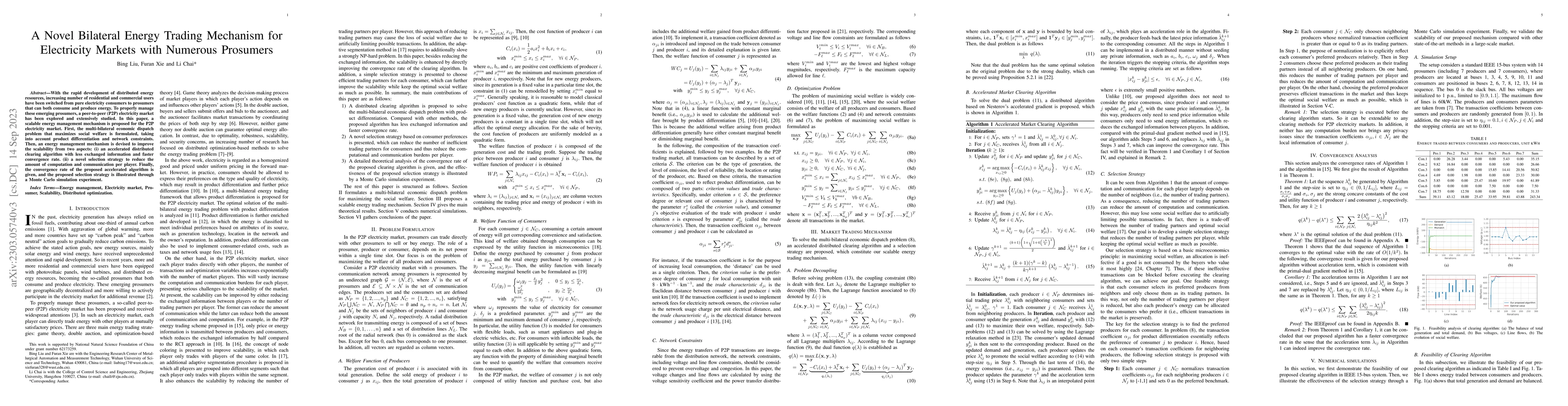 Thumbnail for A Novel Bilateral Energy Trading Mechanism for Electricity Markets with
  Numerous Prosumers