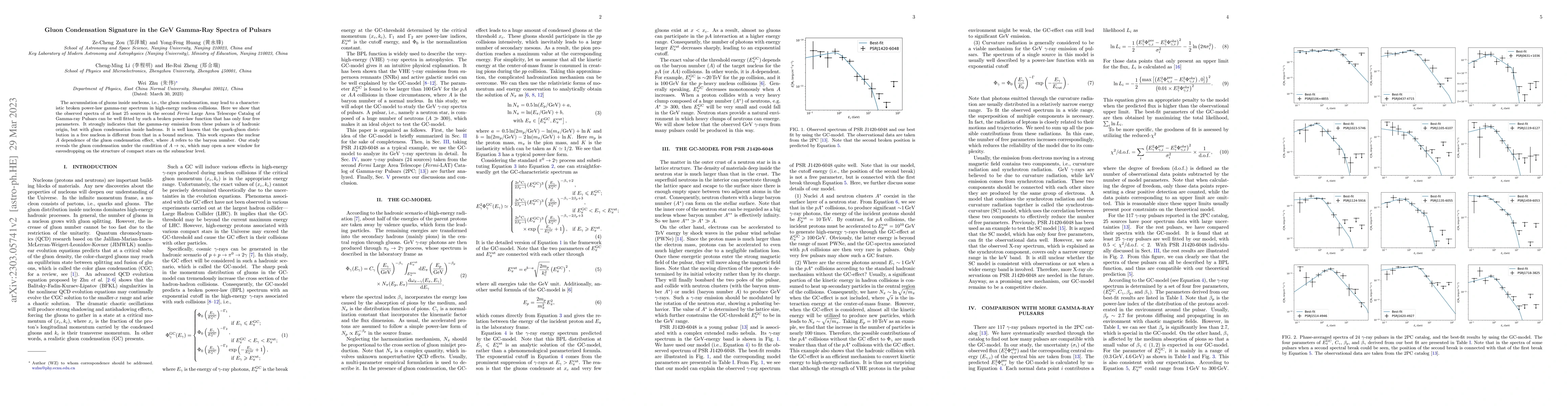 Thumbnail for Gluon Condensation Signature in the GeV Gamma-Ray Spectra of Pulsars