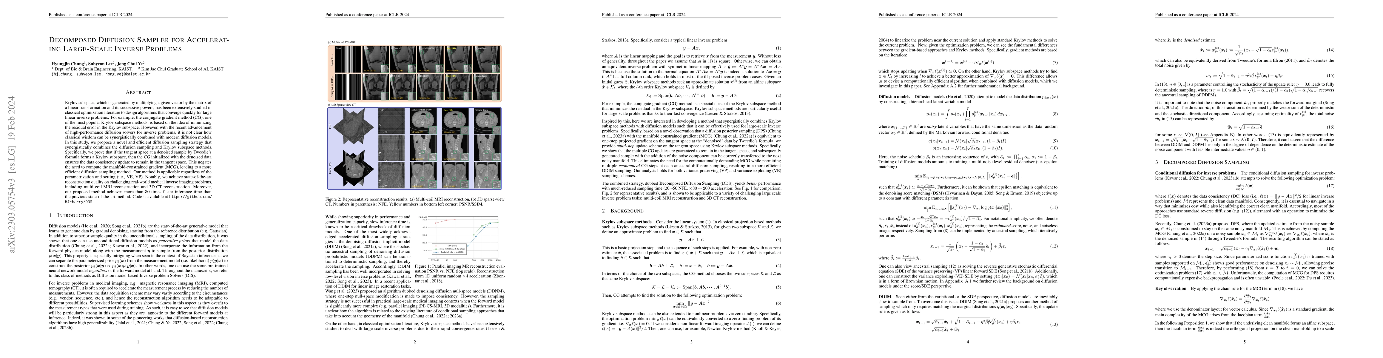Thumbnail for Decomposed Diffusion Sampler for Accelerating Large-Scale Inverse
  Problems