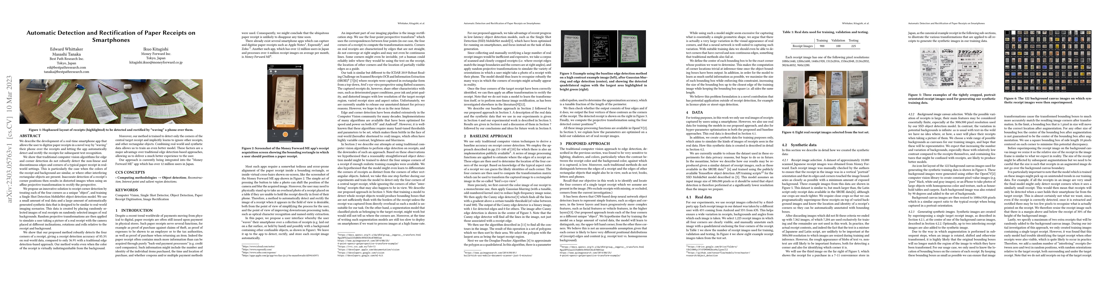 Thumbnail for Automatic Detection and Rectification of Paper Receipts on Smartphones