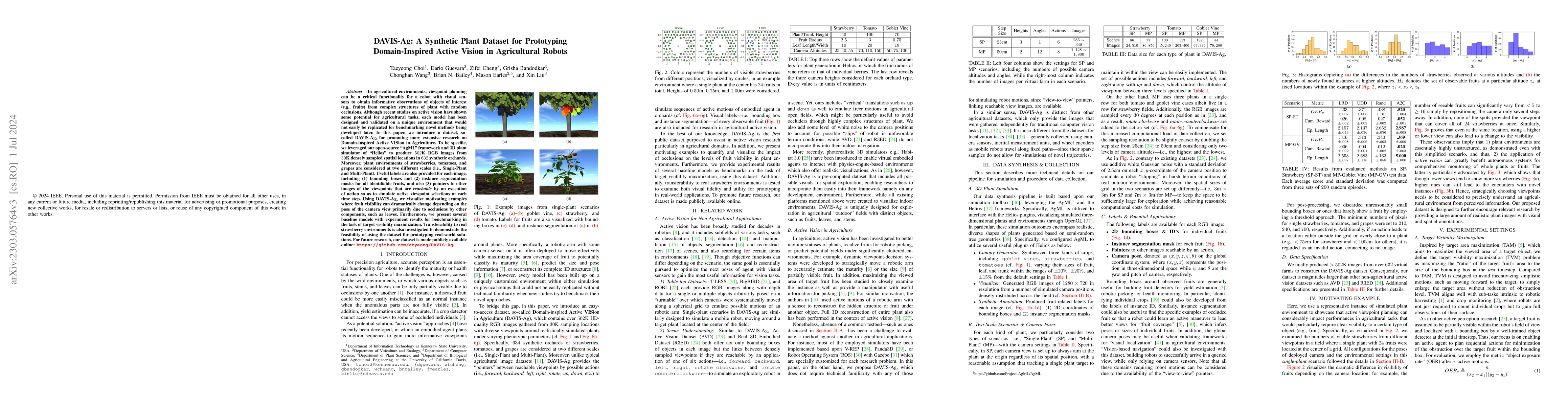 Thumbnail for DAVIS-Ag: A Synthetic Plant Dataset for Prototyping Domain-Inspired
  Active Vision in Agricultural Robots