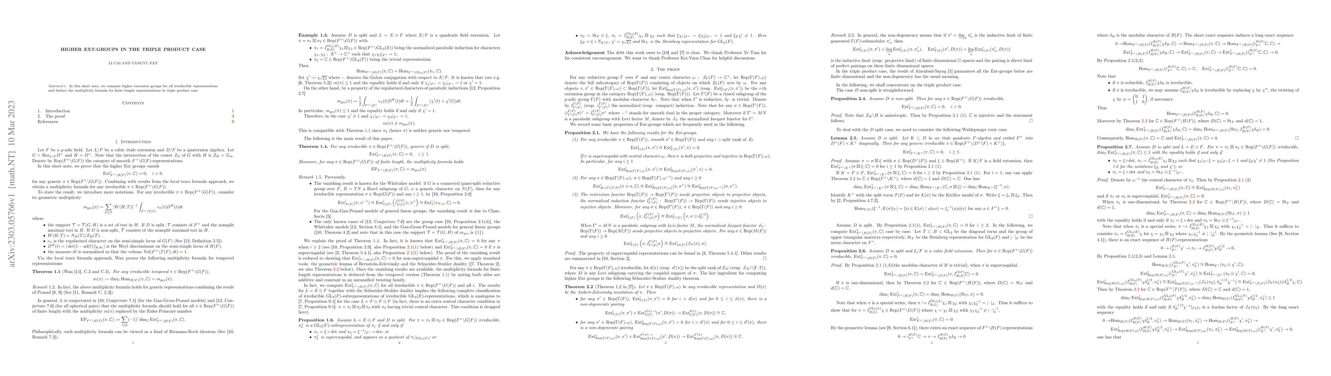 Thumbnail for Higher Ext-groups in the triple product case