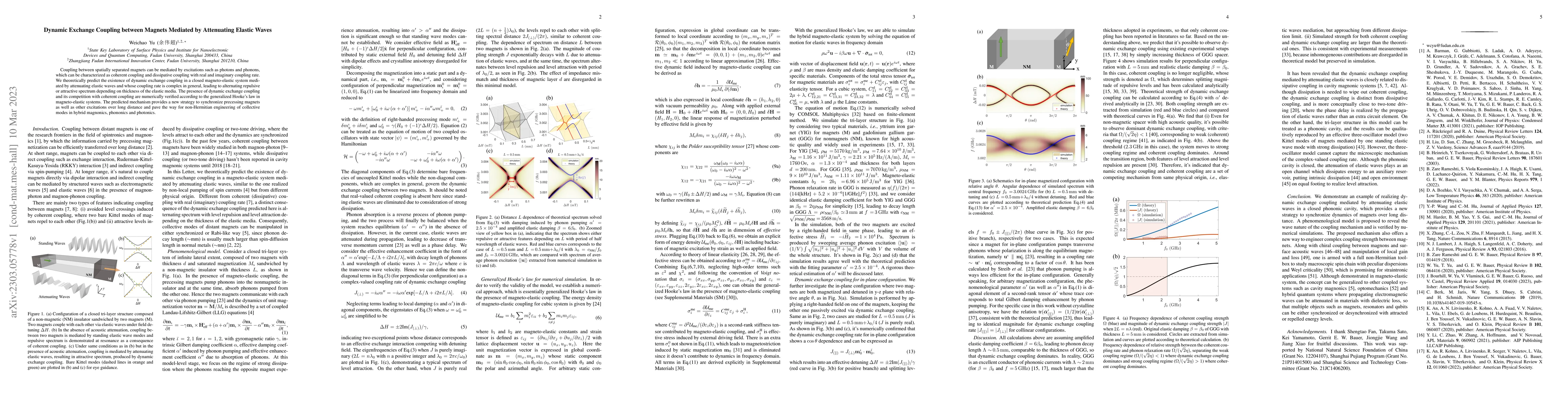 Thumbnail for Dynamic Exchange Coupling between Magnets Mediated by Attenuating
  Elastic Waves