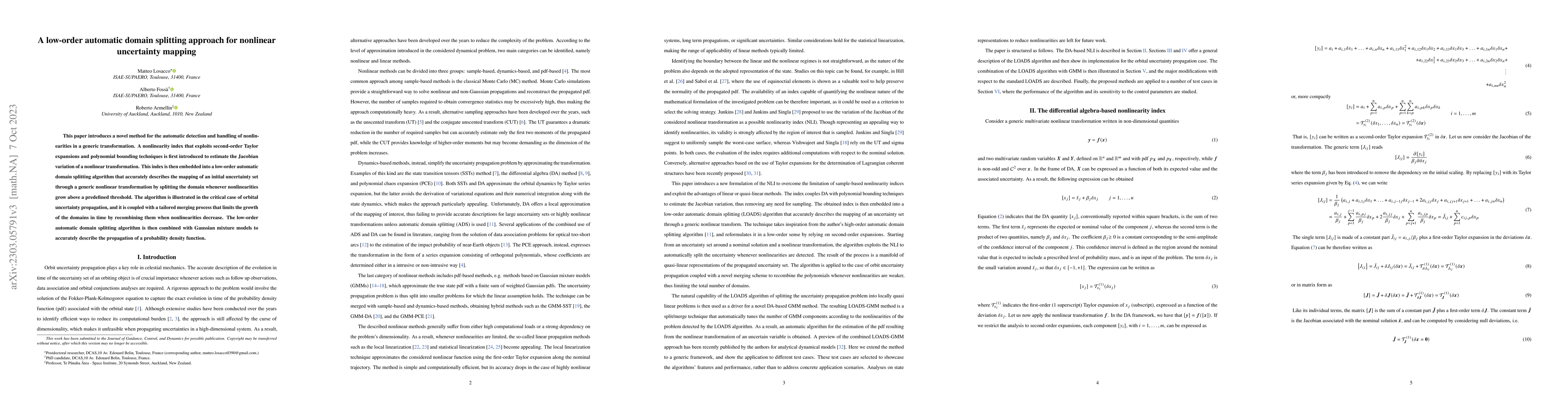Thumbnail for A low-order automatic domain splitting approach for nonlinear
  uncertainty mapping