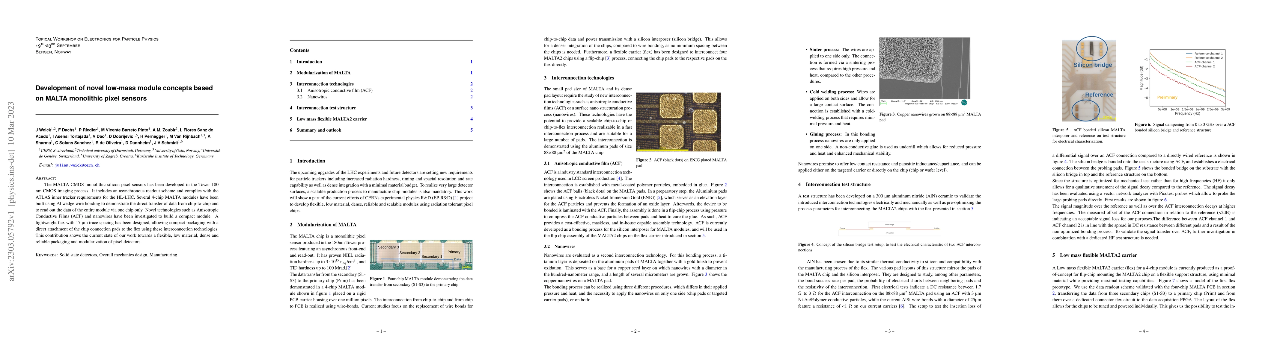 Thumbnail for Development of novel low-mass module concepts based on MALTA monolithic
  pixel sensors