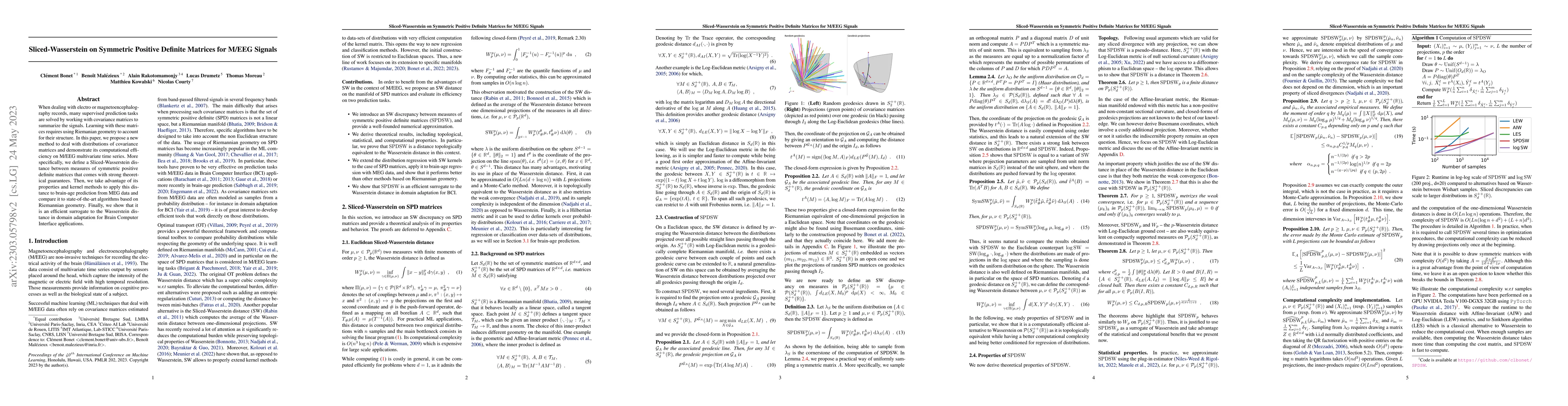 Thumbnail for Sliced-Wasserstein on Symmetric Positive Definite Matrices for M/EEG
  Signals