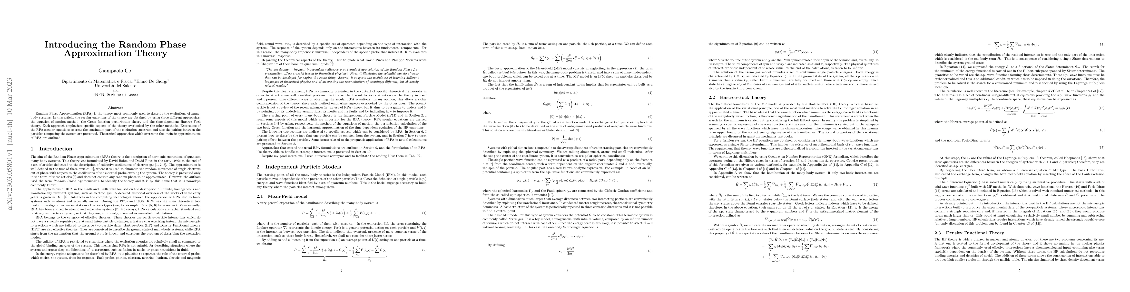 Thumbnail for Introducing the Random Phase Approximation Theory
