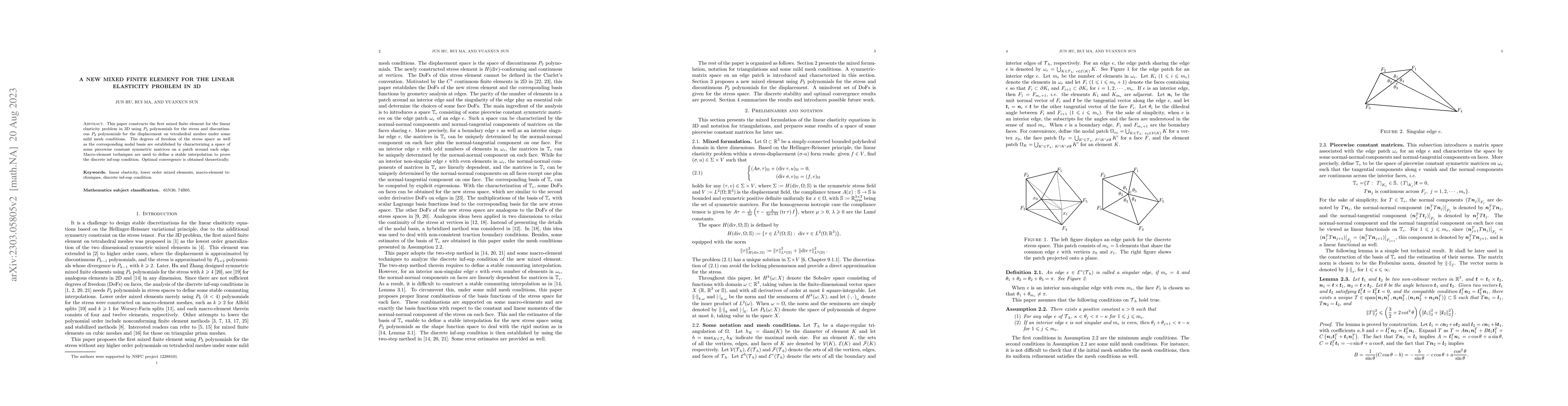 Thumbnail for A new mixed finite element for the linear elasticity problem in 3D