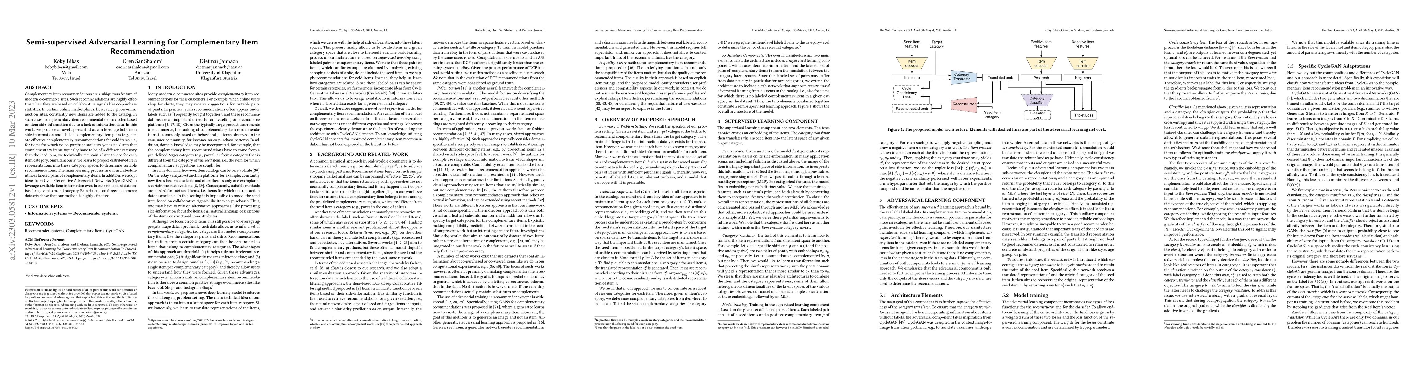 Thumbnail for Semi-supervised Adversarial Learning for Complementary Item
  Recommendation