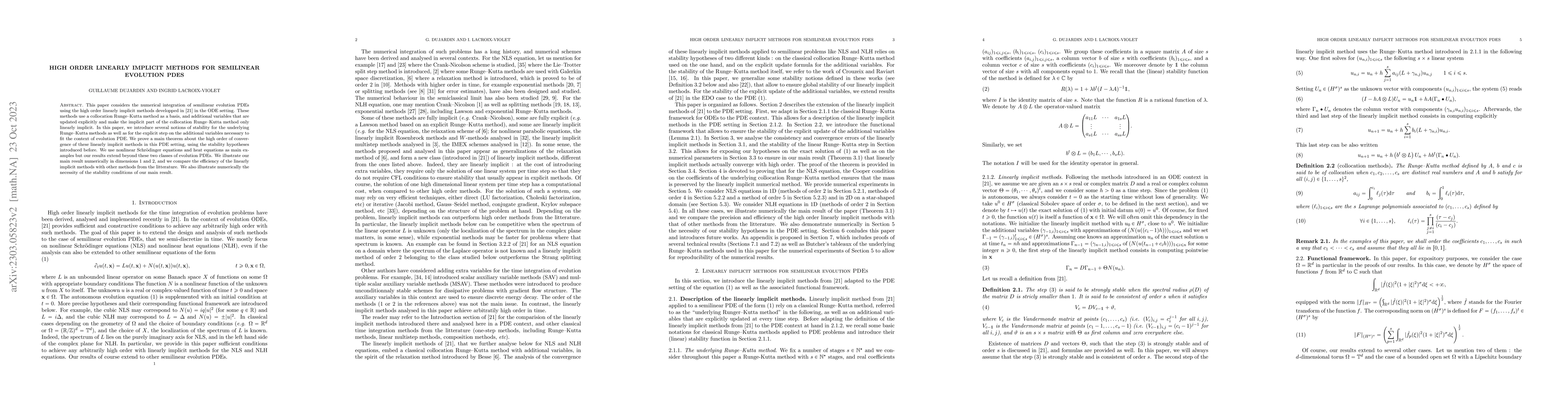 Thumbnail for High order linearly implicit methods for semilinear evolution PDEs