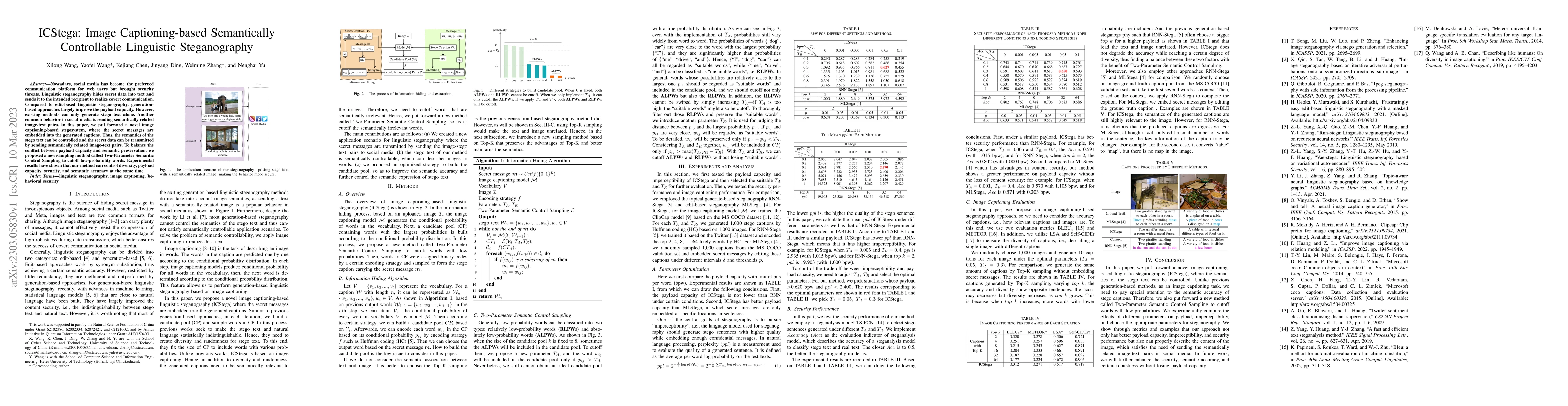 Thumbnail for ICStega: Image Captioning-based Semantically Controllable Linguistic
  Steganography