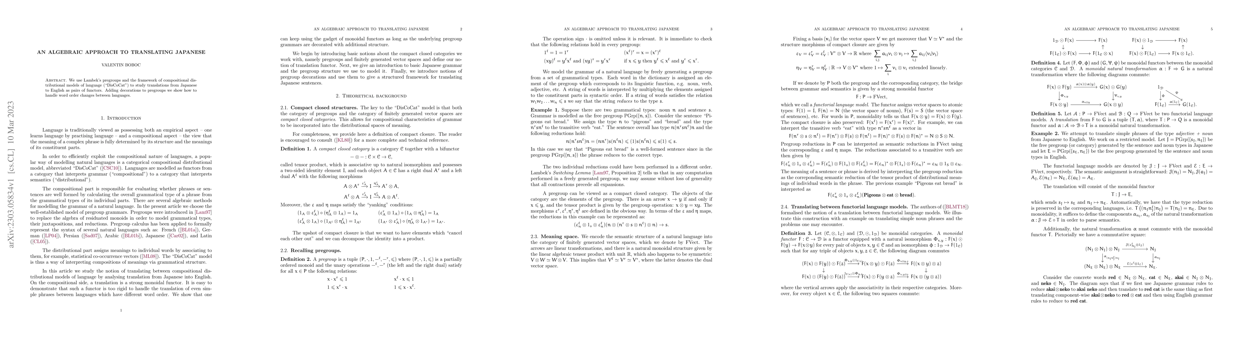 Thumbnail for An algebraic approach to translating Japanese