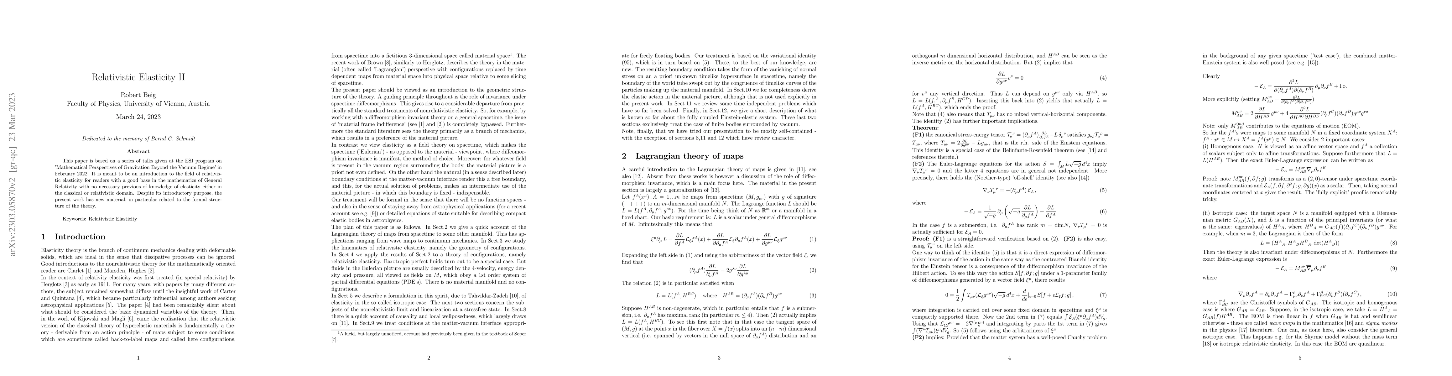 Thumbnail for Relativistic Elasticity II