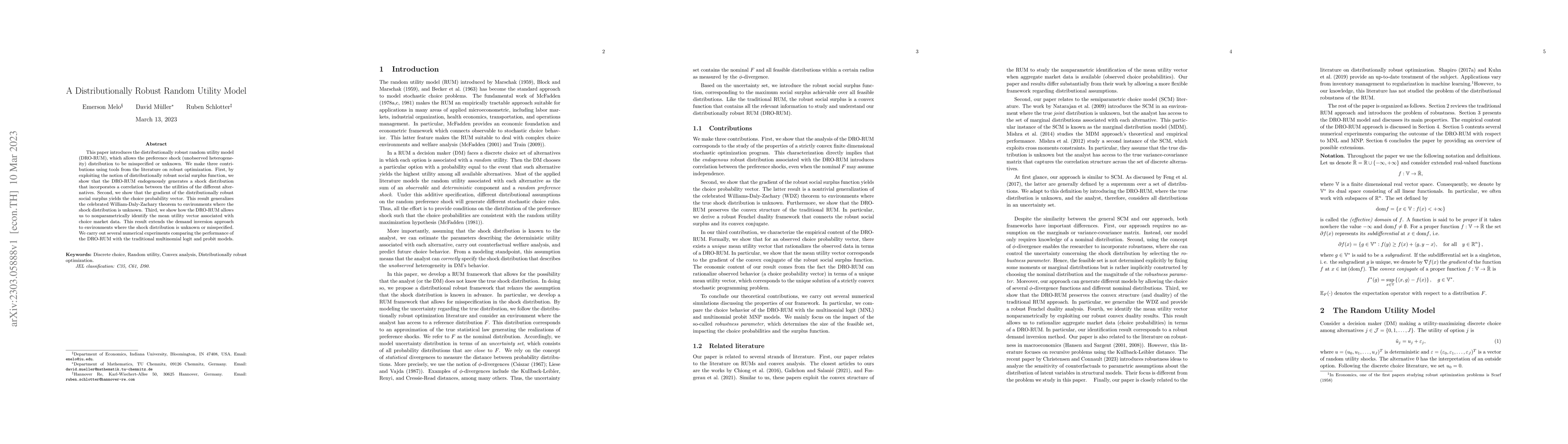 Thumbnail for A Distributionally Robust Random Utility Model