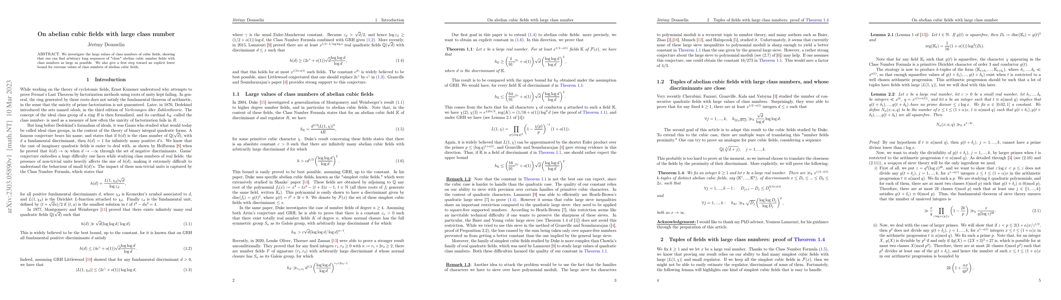 Thumbnail for On abelian cubic fields with large class number