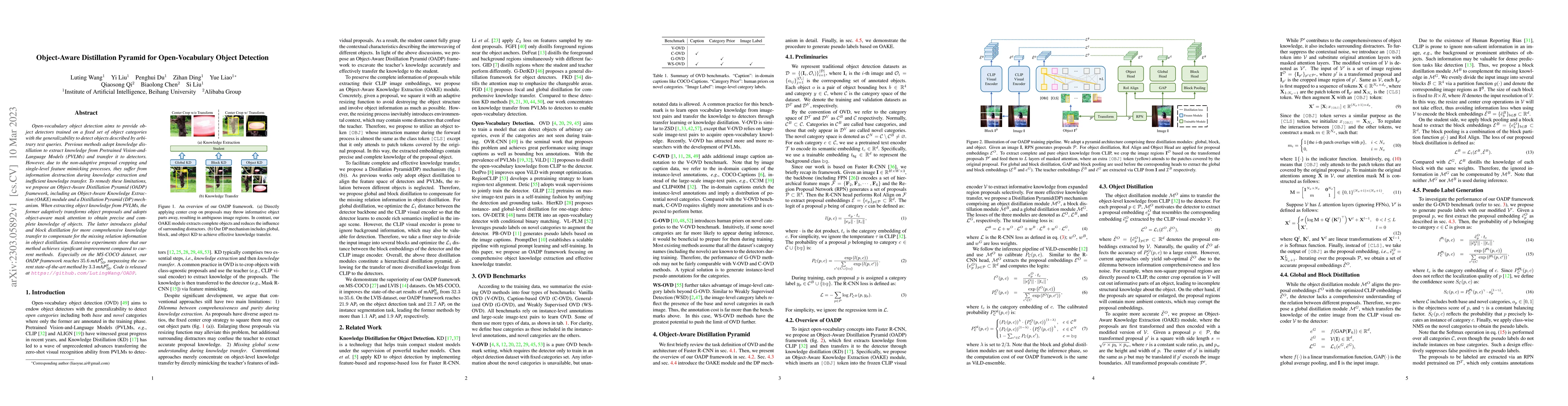 Thumbnail for Object-Aware Distillation Pyramid for Open-Vocabulary Object Detection