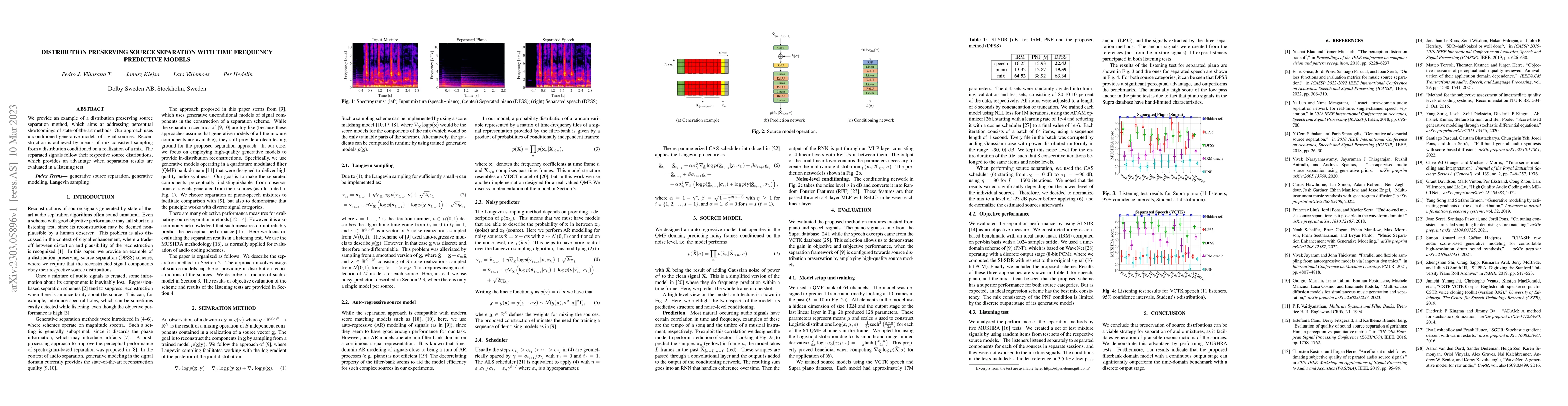 Thumbnail for Distribution Preserving Source Separation With Time Frequency Predictive
  Models
