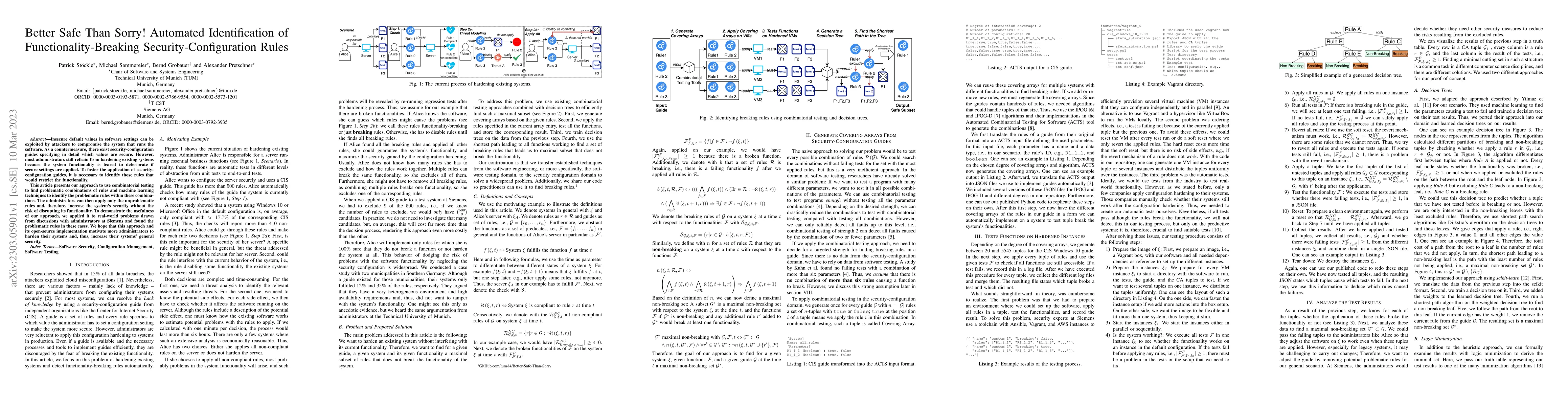 Thumbnail for Better Safe Than Sorry! Automated Identification of
  Functionality-Breaking Security-Configuration Rules