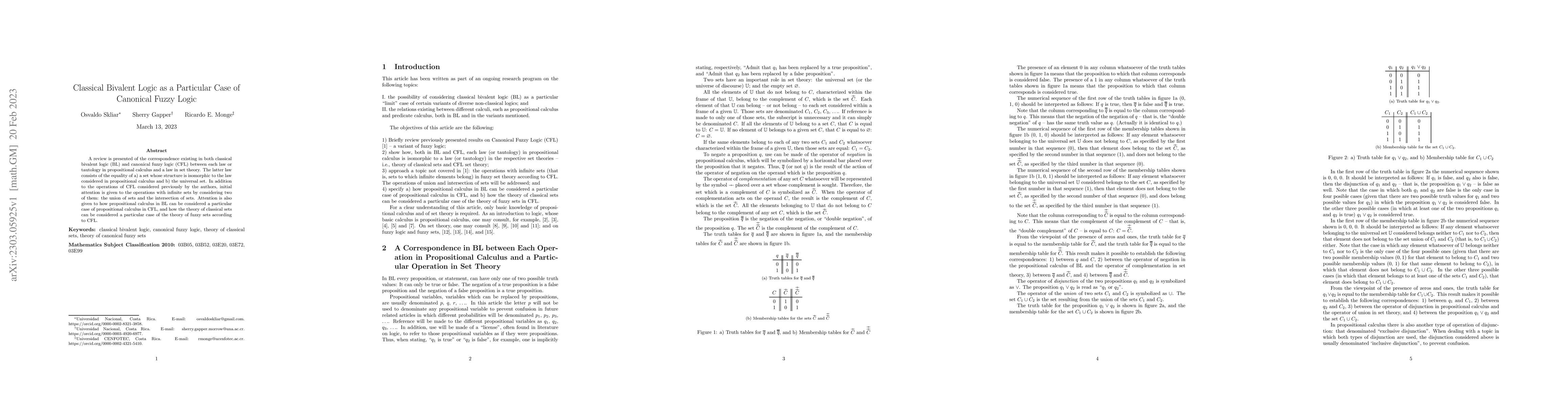 Thumbnail for Classical Bivalent Logic as a Particular Case of Canonical Fuzzy Logic
