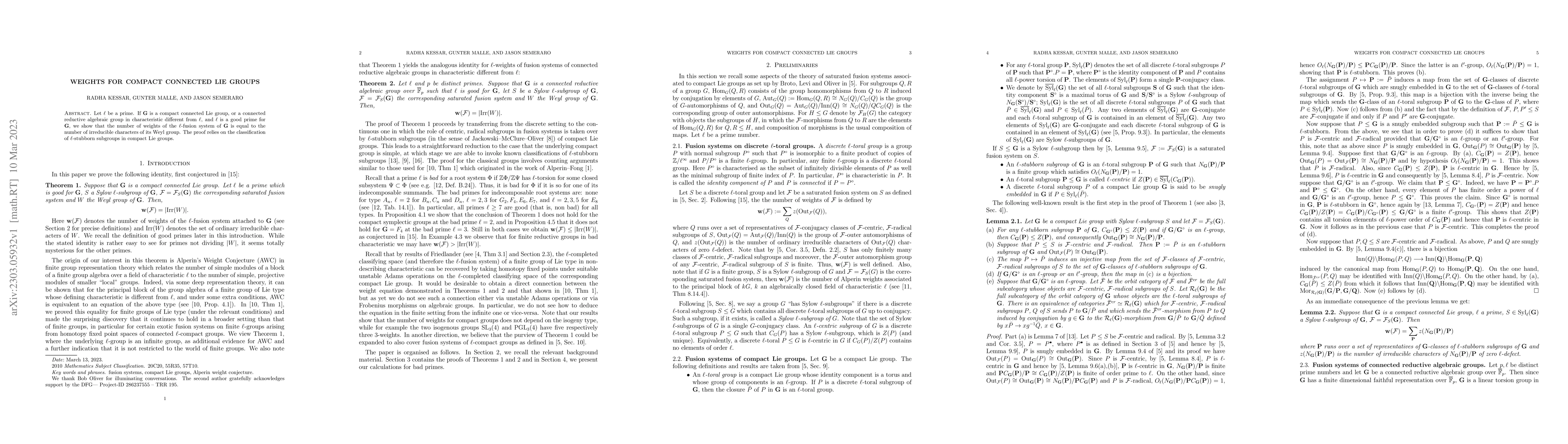 Thumbnail for Weights for compact connected Lie groups