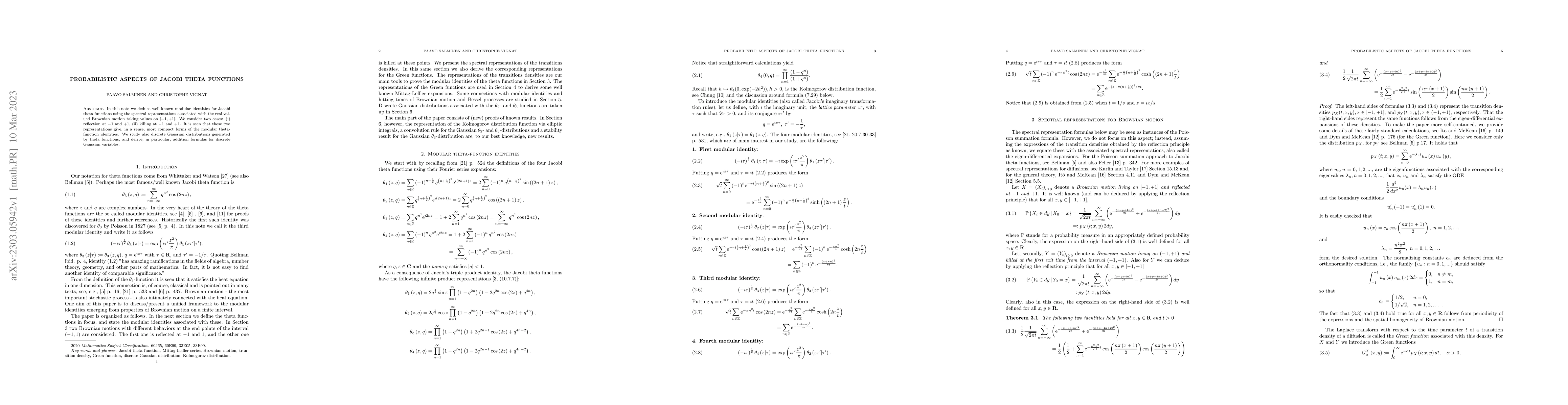 Thumbnail for Probabilistic aspects of Jacobi theta functions