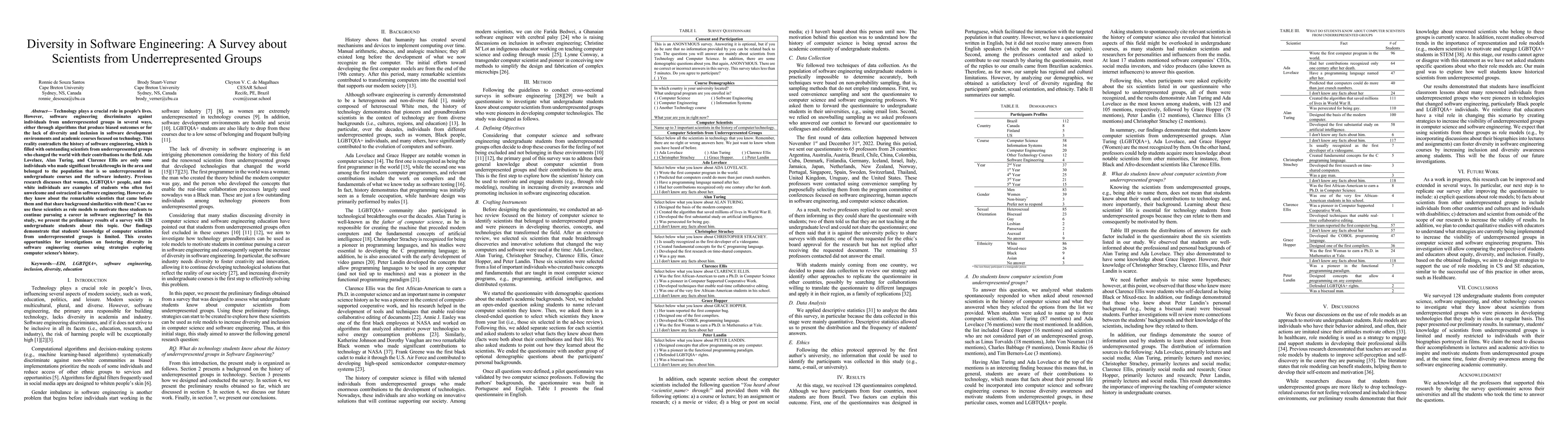 Thumbnail for Diversity in Software Engineering: A Survey about Scientists from
  Underrepresented Groups