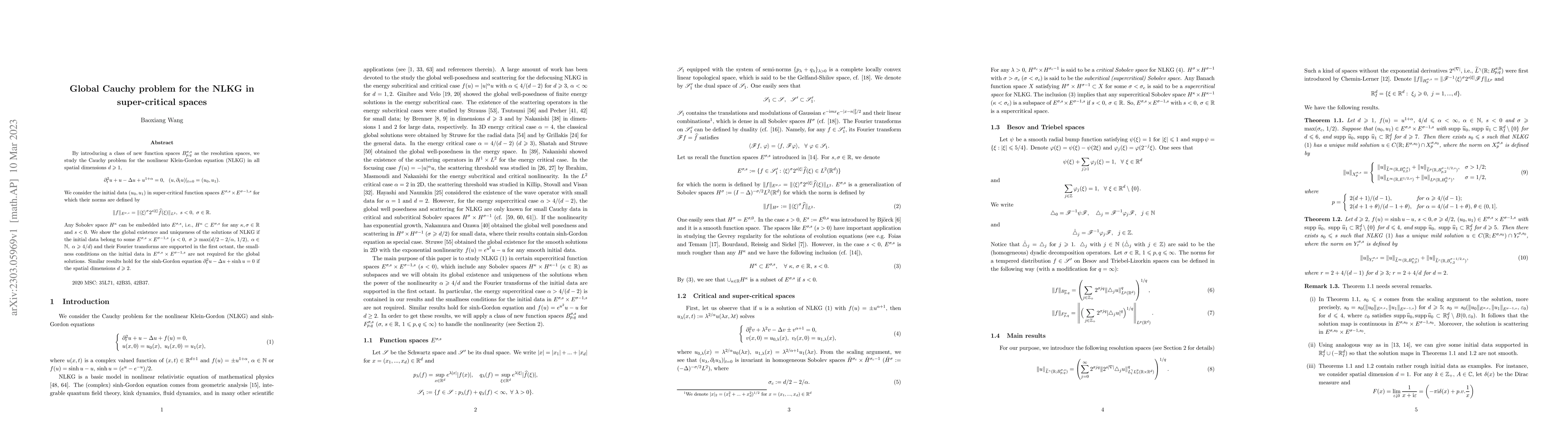 Thumbnail for Global Cauchy problem for the NLKG in super-critical spaces