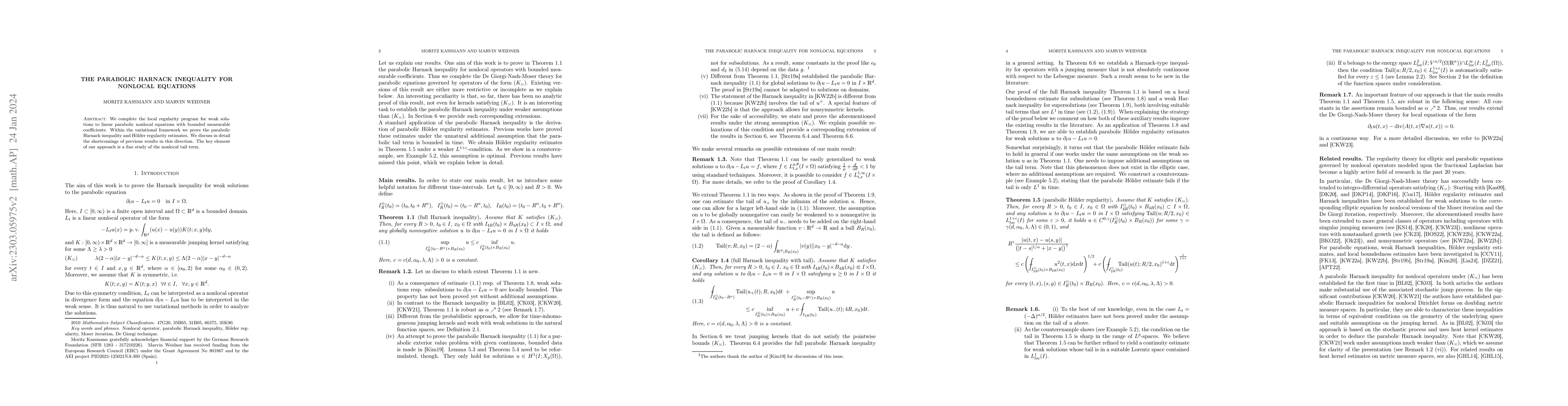 Thumbnail for The parabolic Harnack inequality for nonlocal equations