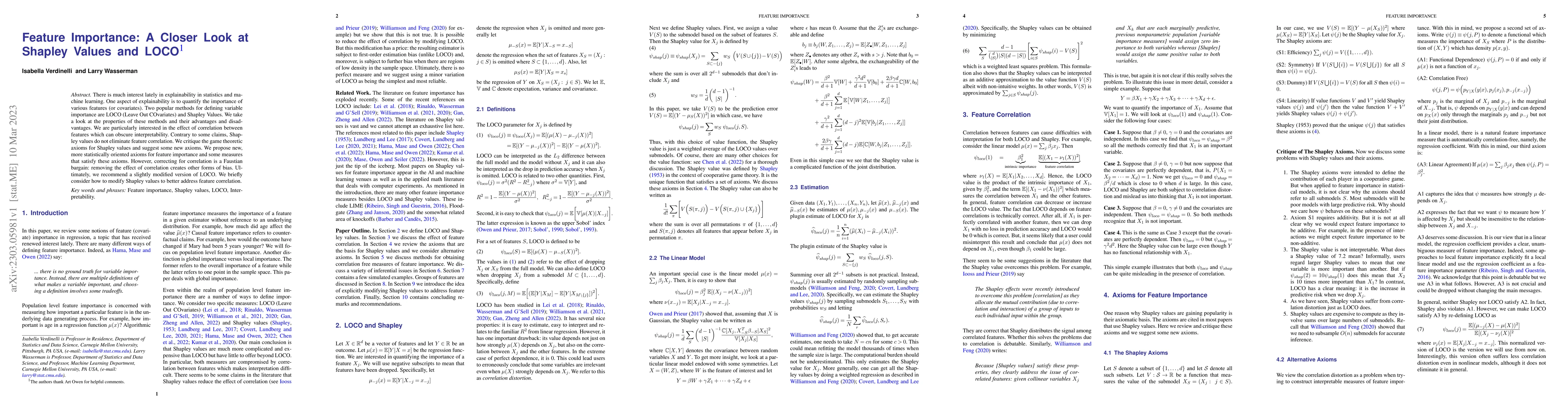 Thumbnail for Feature Importance: A Closer Look at Shapley Values and LOCO