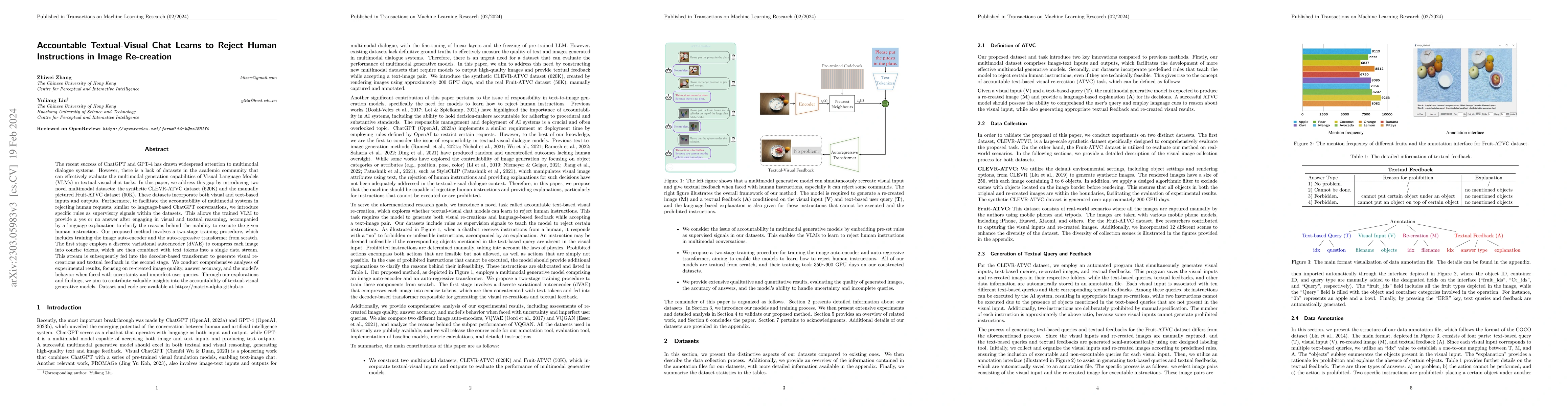 Thumbnail for Accountable Textual-Visual Chat Learns to Reject Human Instructions in
  Image Re-creation