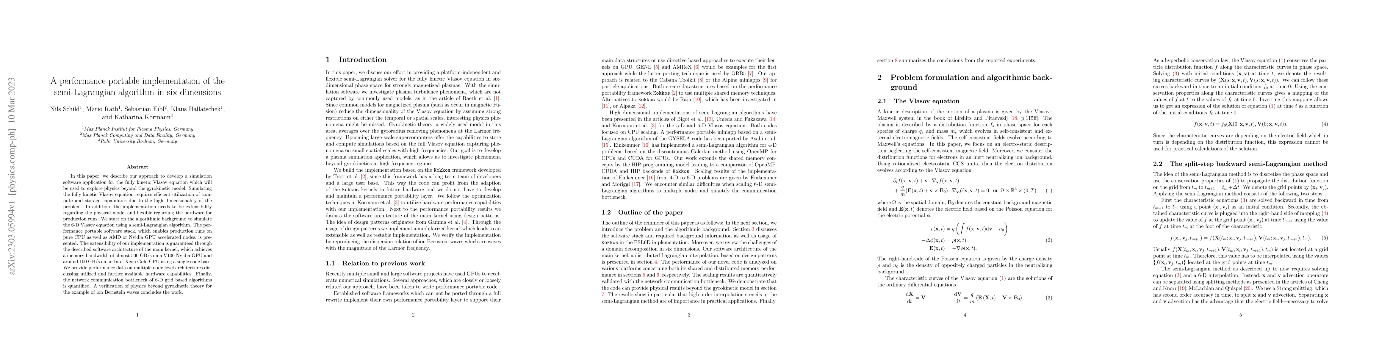 Thumbnail for A performance portable implementation of the semi-Lagrangian algorithm
  in six dimensions