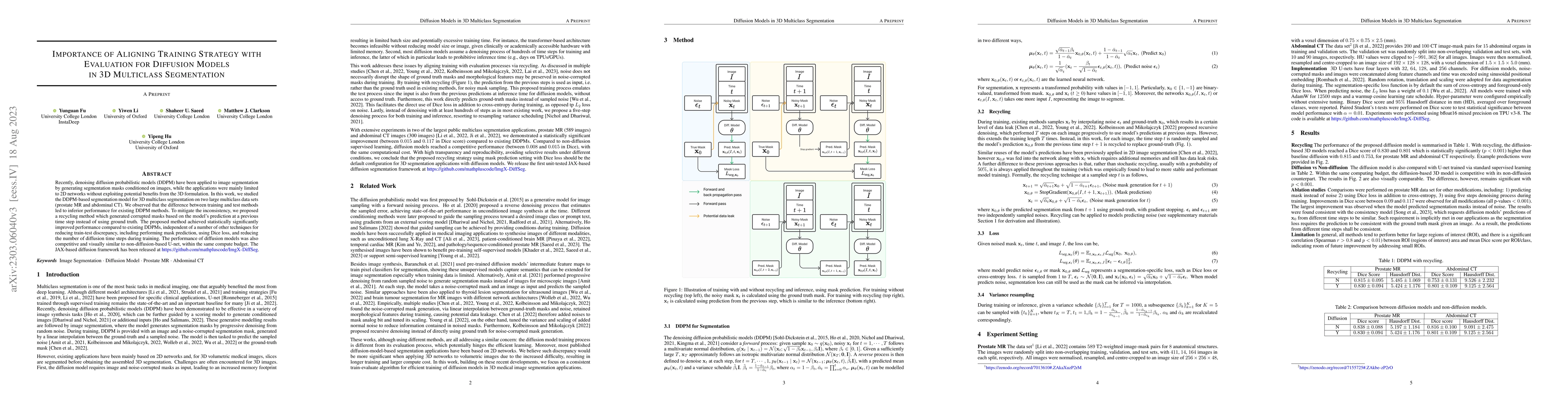 Thumbnail for Importance of Aligning Training Strategy with Evaluation for Diffusion
  Models in 3D Multiclass Segmentation