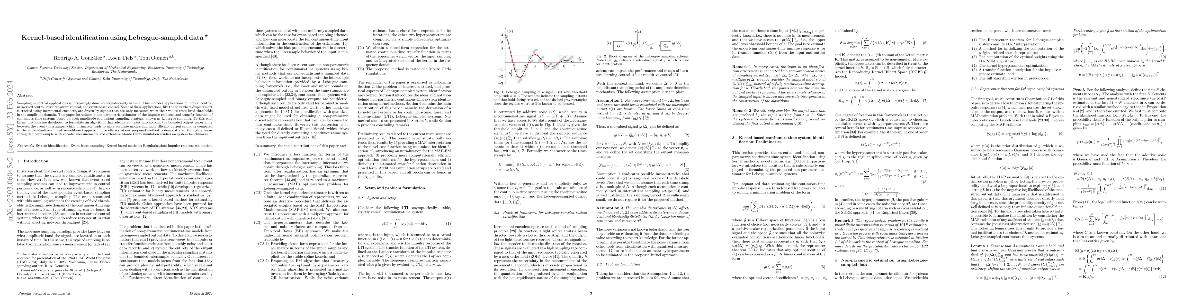 Thumbnail for Kernel-based identification using Lebesgue-sampled data
