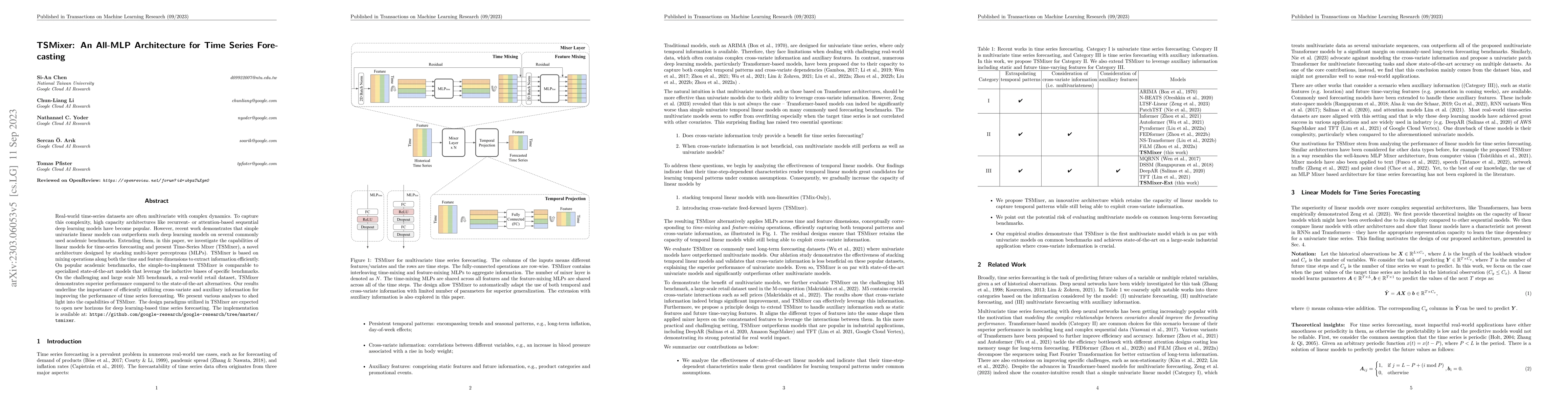 Thumbnail for TSMixer: An All-MLP Architecture for Time Series Forecasting