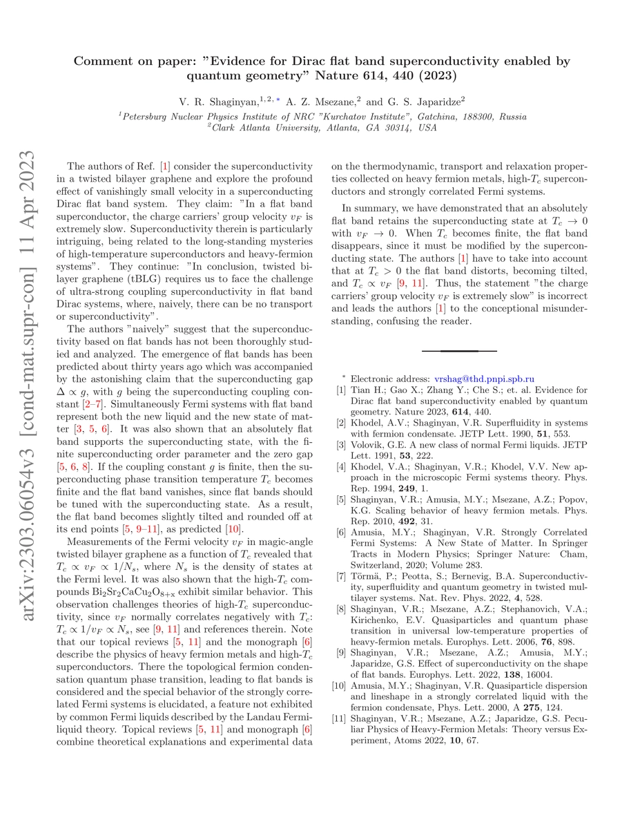 Thumbnail for Comment on paper: Evidence for Dirac flat band superconductivity enabled
  by quantum geometry, Nature 614, 440 (2023)