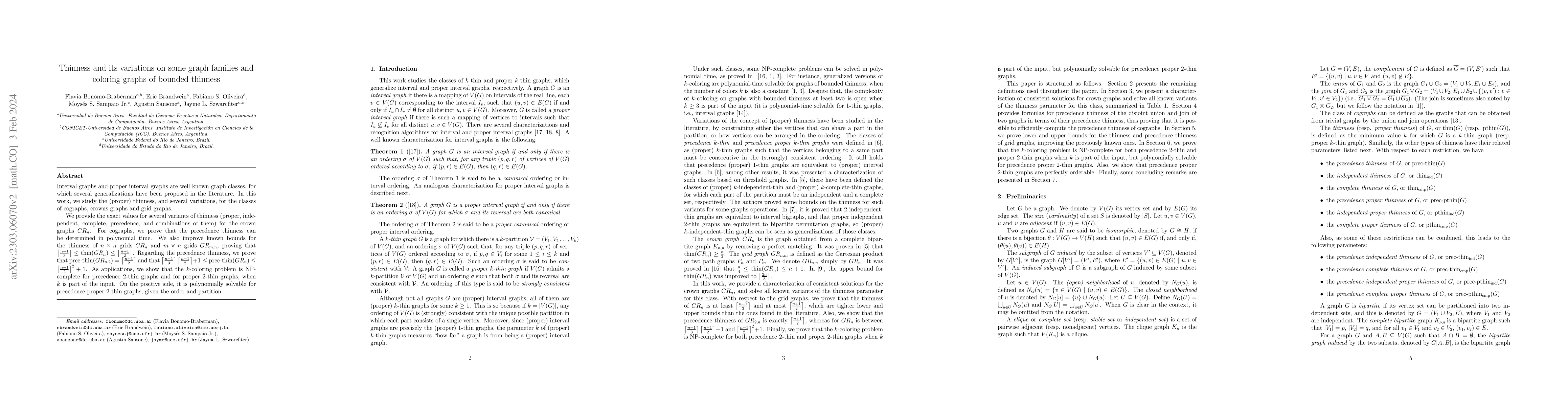 Thumbnail for Thinness and its variations on some graph families and coloring graphs
  of bounded thinness