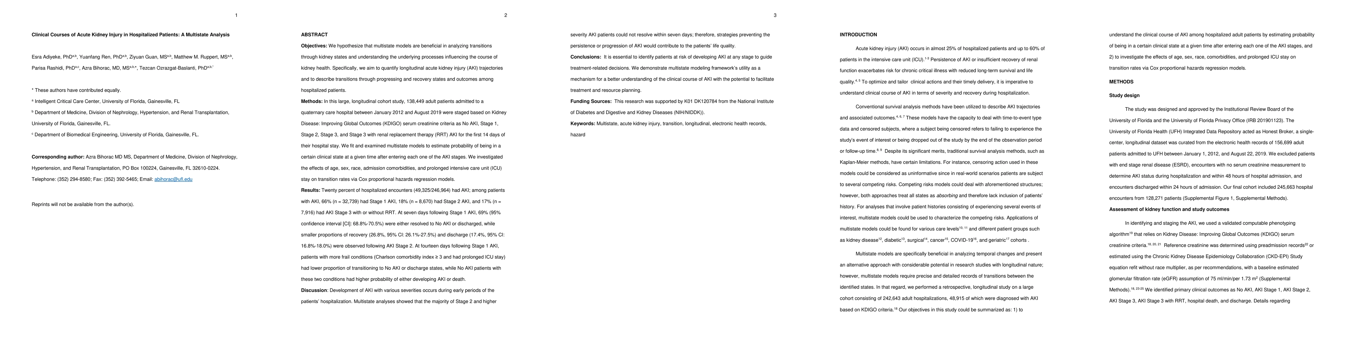 Thumbnail for Clinical Courses of Acute Kidney Injury in Hospitalized Patients: A
  Multistate Analysis