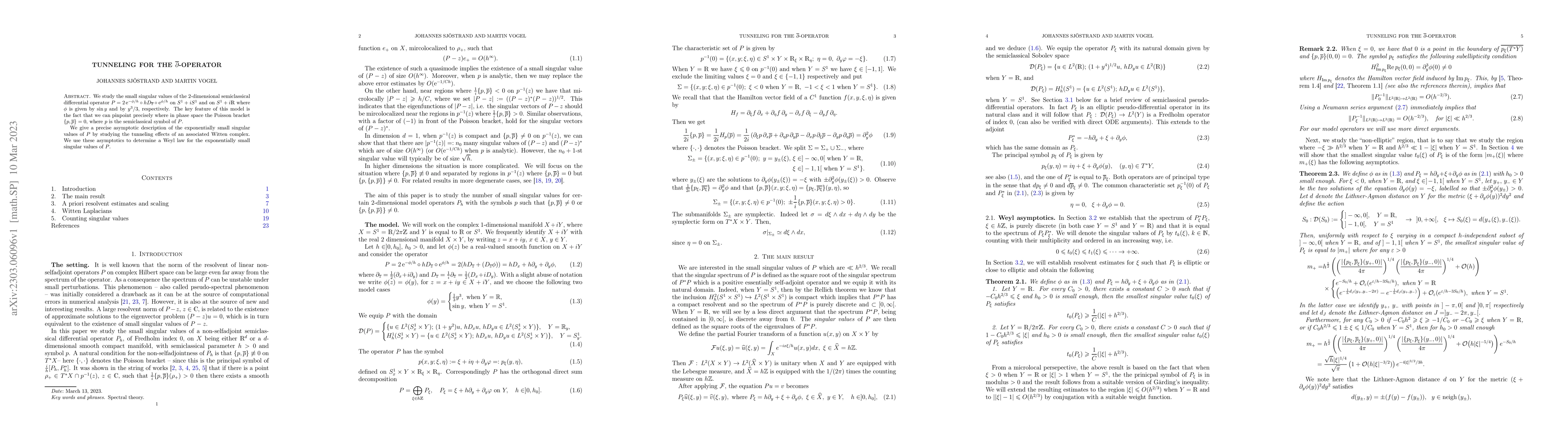 Thumbnail for Tunneling for the $\overline{\partial}$-operator