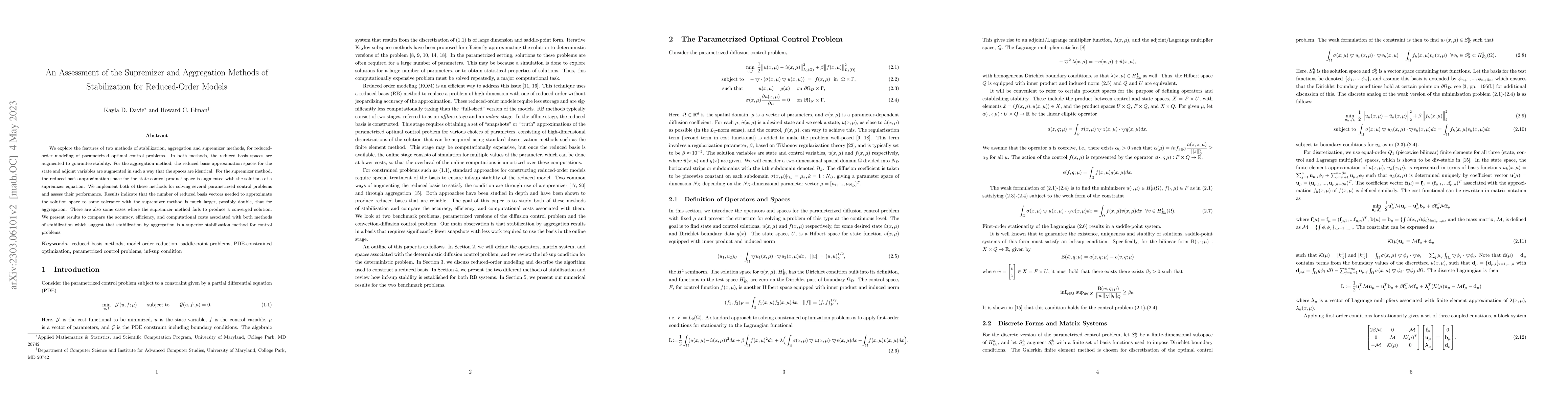Thumbnail for An Assessment of the Supremizer and Aggregation Methods of Stabilization
  for Reduced-Order Models
