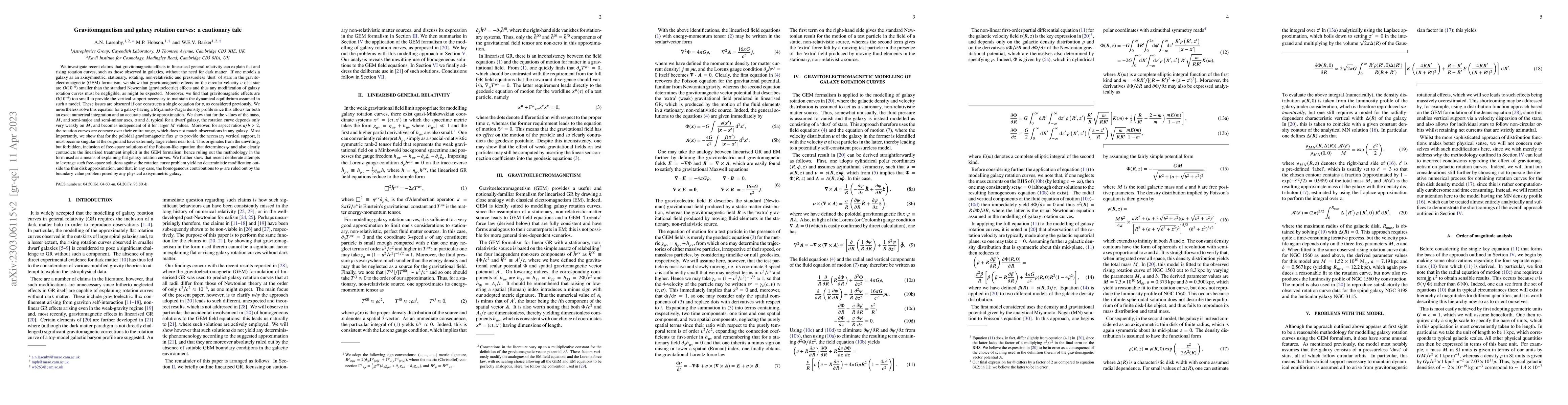 Thumbnail for Gravitomagnetism and galaxy rotation curves: a cautionary tale