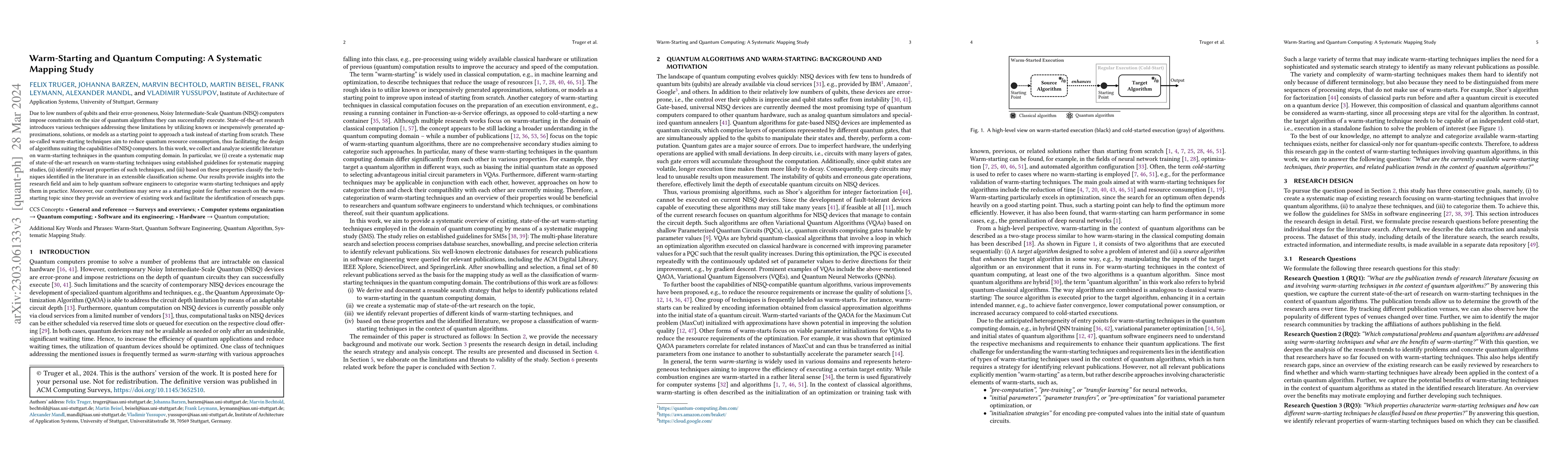 Thumbnail for Warm-Starting and Quantum Computing: A Systematic Mapping Study