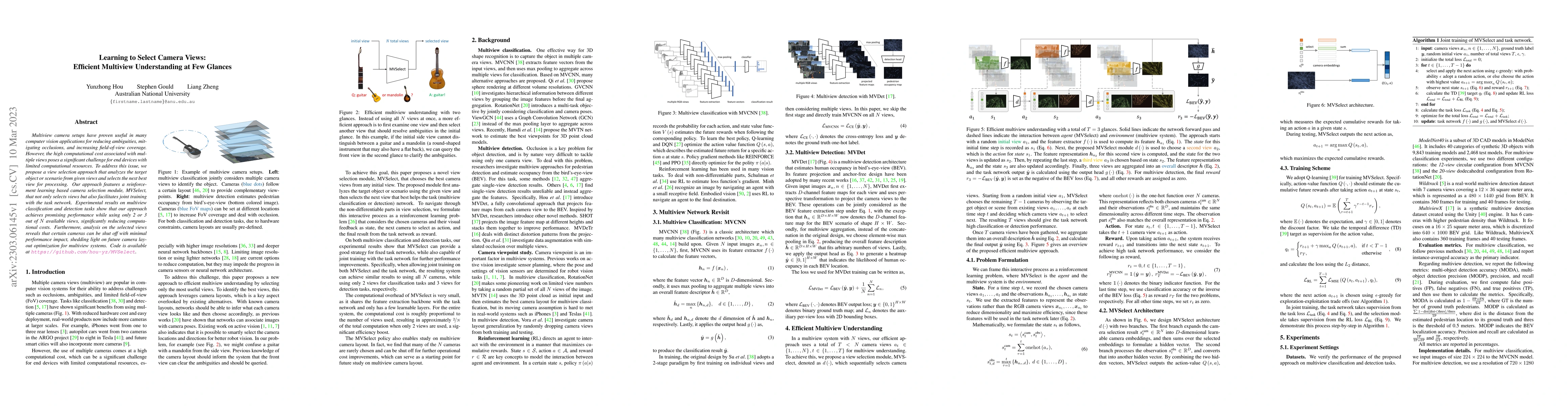 Thumbnail for Learning to Select Camera Views: Efficient Multiview Understanding at
  Few Glances