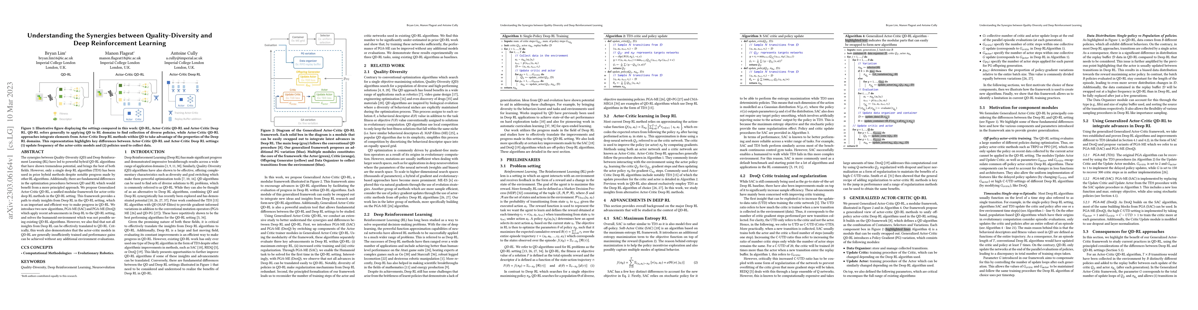 Thumbnail for Understanding the Synergies between Quality-Diversity and Deep
  Reinforcement Learning