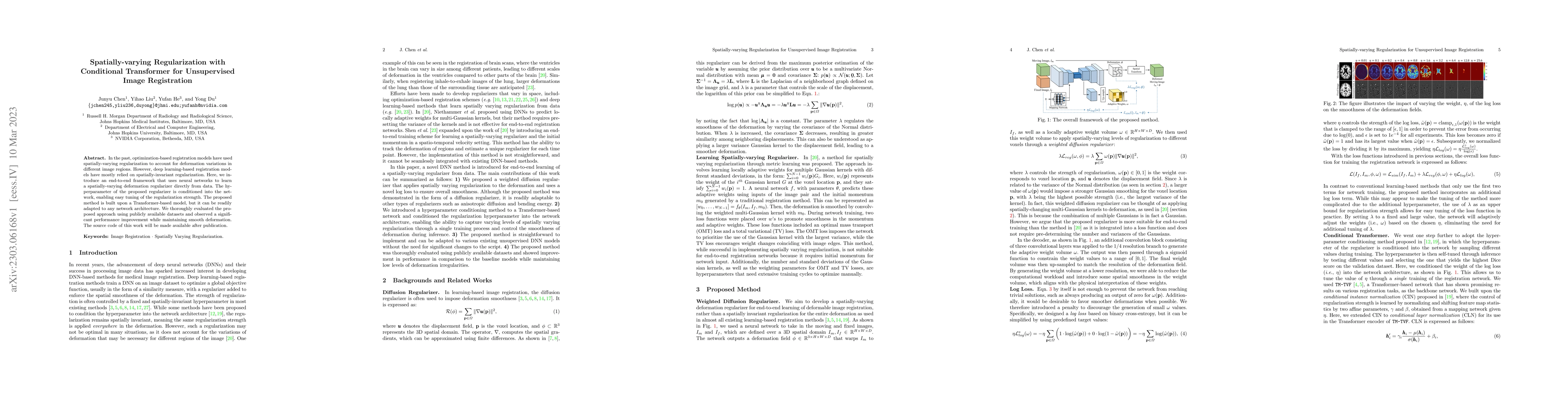 Thumbnail for Spatially-varying Regularization with Conditional Transformer for
  Unsupervised Image Registration