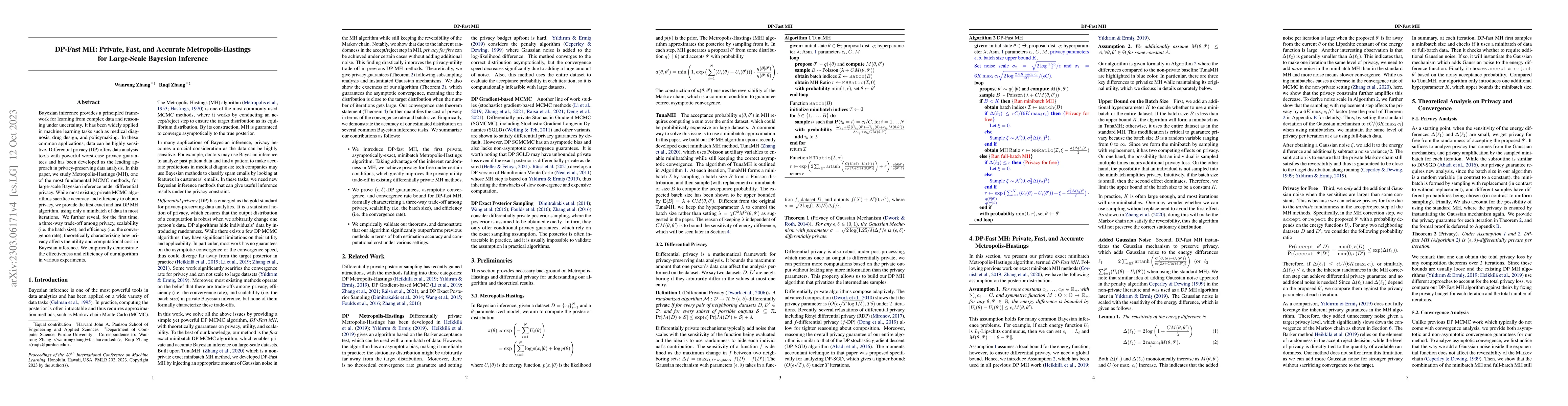 Thumbnail for DP-Fast MH: Private, Fast, and Accurate Metropolis-Hastings for
  Large-Scale Bayesian Inference